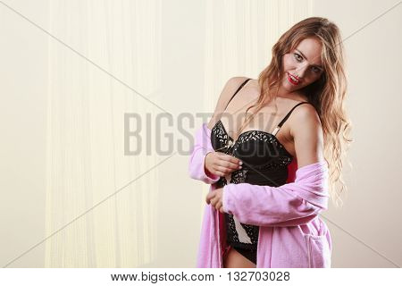 Seductive Lady In Dressing Gown.