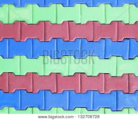 colorful of Paving blocks background.  Paving Hexagon brick walkway ;The pattern of stone block paving