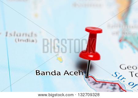 Banda Aceh pinned on a map of Indonesia