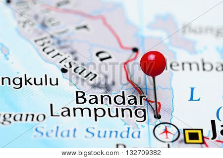Bandar Lampung pinned on a map of Indonesia
