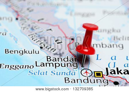 Bandar Lampung pinned on a map of Indonesia