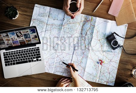 Travel Trip Map Direction Exploration Planning Concept