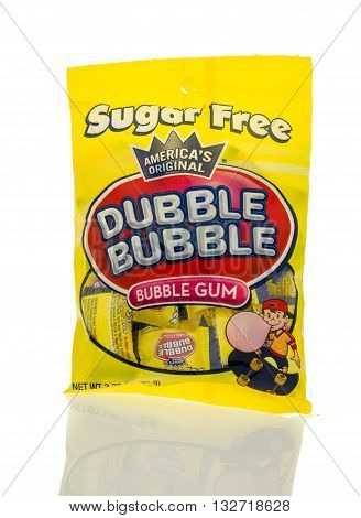 Winneconne WI - 7 March 2016: Bag of Dubble Bubble gum on an isolated background