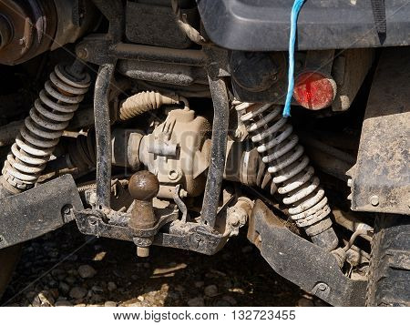 Close details of an ATV Quad Bike fun extreme sports machine