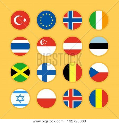 Set of flag icon flat design vector illustration