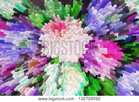 Impressionism Painting With Extrusion Effect, Colored Floral Background, Bright Colorful Abstract, E