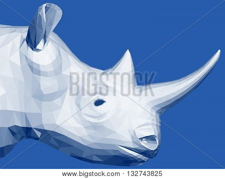 Vector illustration polygonal rhino. 3D. Side view.