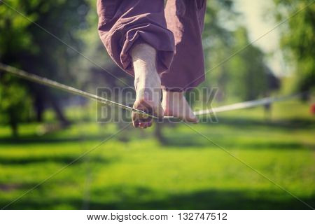 Slacklining is a practice in balance