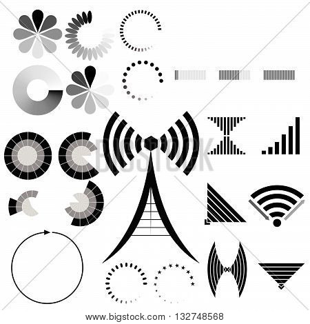 Vector set of indicators. Indicators load, signal level.