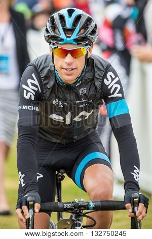 MELBOURNE, AUSTRALIA - FEBRUARY 1: Richie Porte before the start of the inaugral Cadel Evans Great Ocean Road Race
