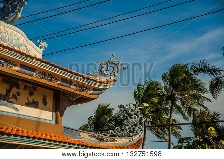Beautiful Temple. Oid Church, Under Sunny Sky.mui Ne, Vietnam.