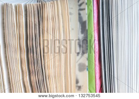 View of book pages. Thousand Page Book Background