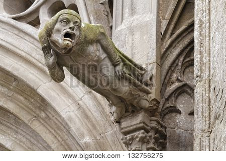 Weird gargoyles on the Cathedral of Carcassonne