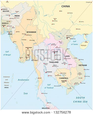 vector map of the states in south east asia