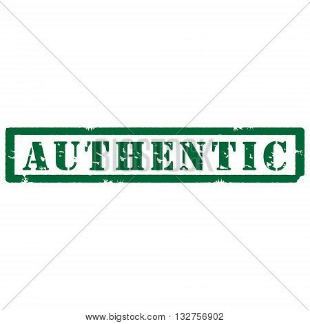 Vector illustration green grunge rubber stamp with text authentic isolated on white background
