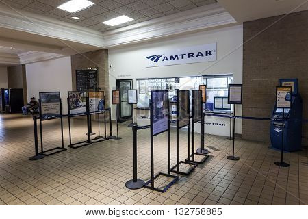 DALLAS USA - APR 7: Amtrak counter in the central station of Dallas. April 7 2016 in Dallas Texas USA