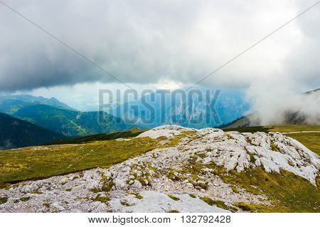 Clouds above the Schneeberg mountain in Lower Austria in spring