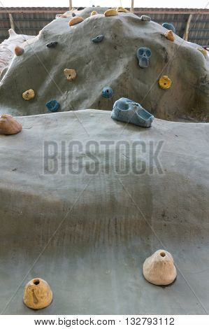 Close up artificial climbing wall in outdoor.