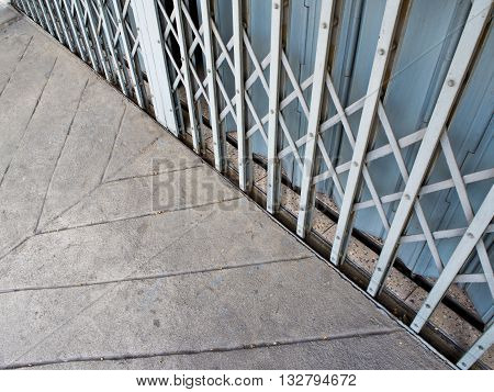 Texture of Steel Door Stretch and concrete floor