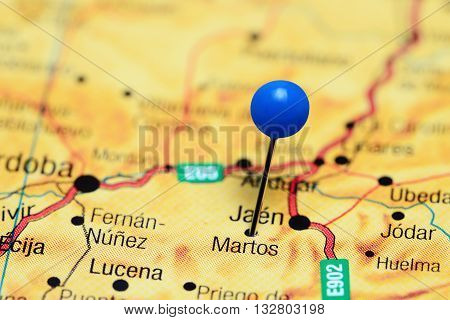 Martos pinned on a map of Spain
