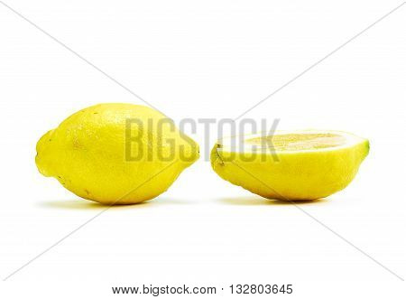 Close up of raw untreated genuine big Lemon isolated on white
