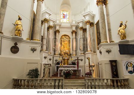 Chelm POLAND - May 7 2016: Inside the shrine the Basilica of Virgin Mary in Chelm in eastern Poland near Lublin