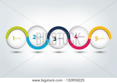 Infographic vector option banner with 5 steps. Color spheres, balls, bubbles. Infographic template.