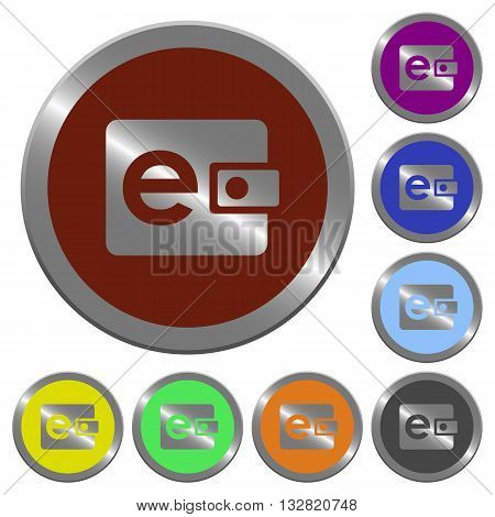 Set of color glossy coin-like electronic wallet buttons.
