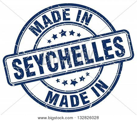 made in Seychelles blue round vintage stamp.Seychelles stamp.Seychelles seal.Seychelles tag.Seychelles.Seychelles sign.Seychelles.Seychelles label.stamp.made.in.made in.