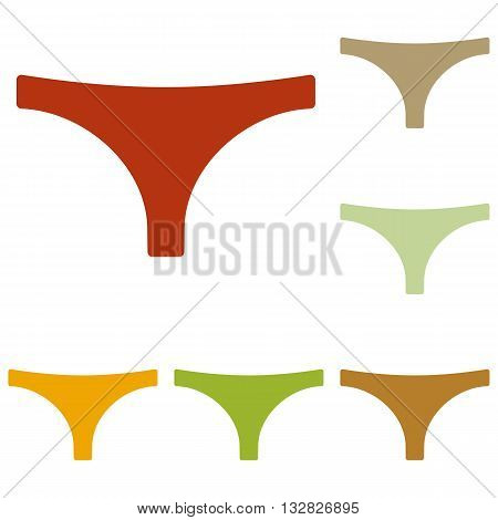 Womens panties sign. Colorful autumn set of icons.