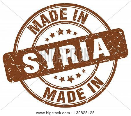 made in Syria brown round vintage stamp.Syria stamp.Syria seal.Syria tag.Syria.Syria sign.Syria.Syria label.stamp.made.in.made in.