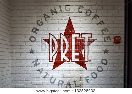 NEW YORK - CIRCA MARCH, 2016: inside Pret a Manger. Pret a Manger is a sandwich shop chain based in the United Kingdom