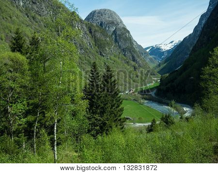the village of flam in a norwegian fjoerd