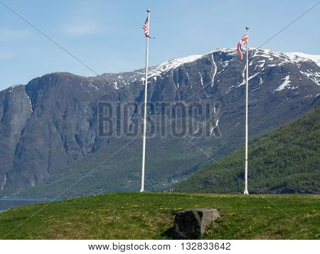 the village of flam in a norwegian fjoerd