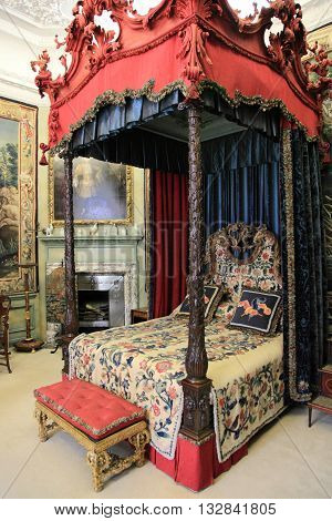 STAMFORD, ENGLAND - JUNE 14, 2014: Medieval interior of Burghley House on June 14, 2014 in Stamford, England. It is a landmark medieval castle in Central England.