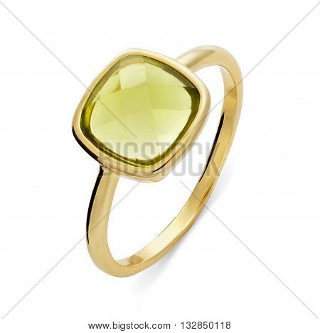 Single Gold Ring With Squer Shaped Gemstone