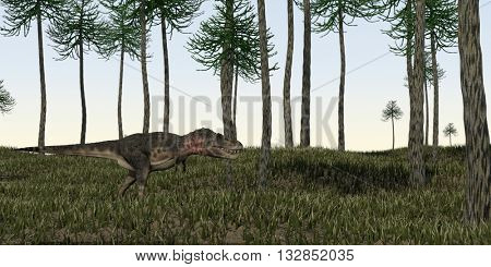 3d illustration of the hunting tarbosaurus 