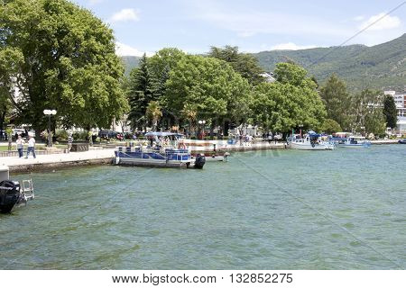 OHRID MACEDONIA. 03 JUNE 2016- View of a Lake Ohrid and city of Ohrid in Macedonia in beginig of june