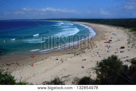 Few people on Broulee beach in autumn