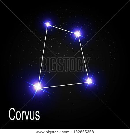 Corvus Constellation with Beautiful Bright Stars on the Background of Cosmic Sky Vector Illustration EPS10