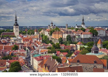 Tallinn. Aerial image of Old Town Tallinn in Estonia.