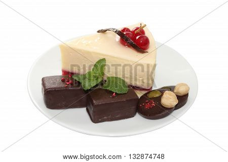Cheesecake is a sweet dessert consisting of one or more layers. The main and thickest layer consists of a mixture of soft fresh cheese eggs and sugar. Is usually sweetened with sugar and may be flavored or topped with fruit cream nuts.