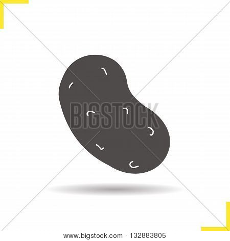 Potato icon. Drop shadow vegetable silhouette symbol. Seasonal agricultural plant. Potato logo concept. Vector vegetable isolated illustration