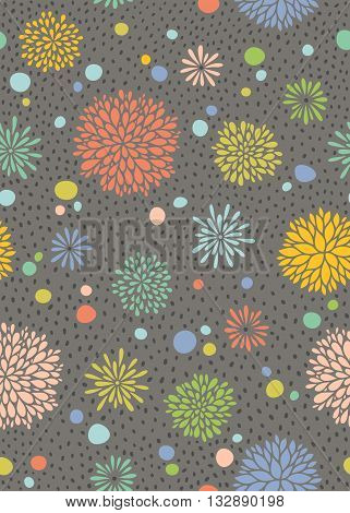 Abstract floral hand drawn seamless pattern. Seamless texture can be used for wallpapers, pattern fills, web page backgrounds, surface textures, brochures and cards design. Vector illustration.