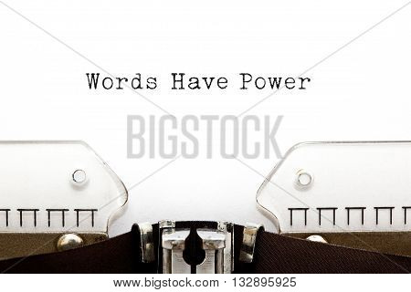 Words Have Power typed on vintage typewriter.
