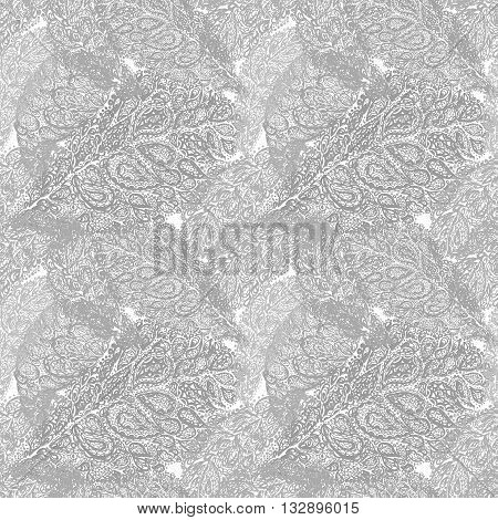 Croton Leaf Illustration In Paisley Style.