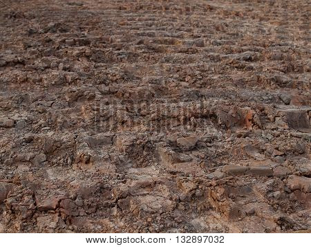 Soil cultivated dirt earth ground brown land background.