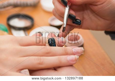build artificial nails manicures artificial nails correction the industry of beauty and nail care beauty salons soft focus