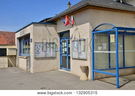 Les Tilliers en Vexin France - august 10 2015 : the city hall in summer