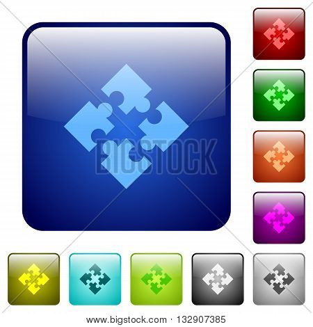 Set of modules color glass rounded square buttons